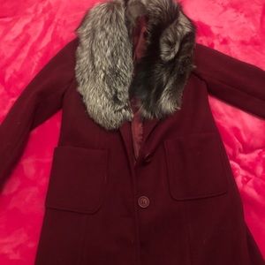Fox fur wool coat